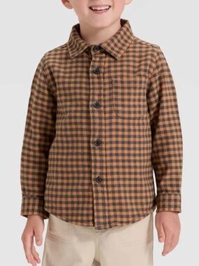 CAT & JACK Tan and Black Button Down Shirt
